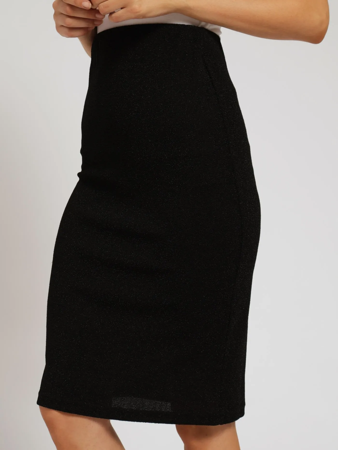 Shimmer Pencil Skirt - Black