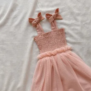 Shirred Tutu Dress - Dusty Pink
