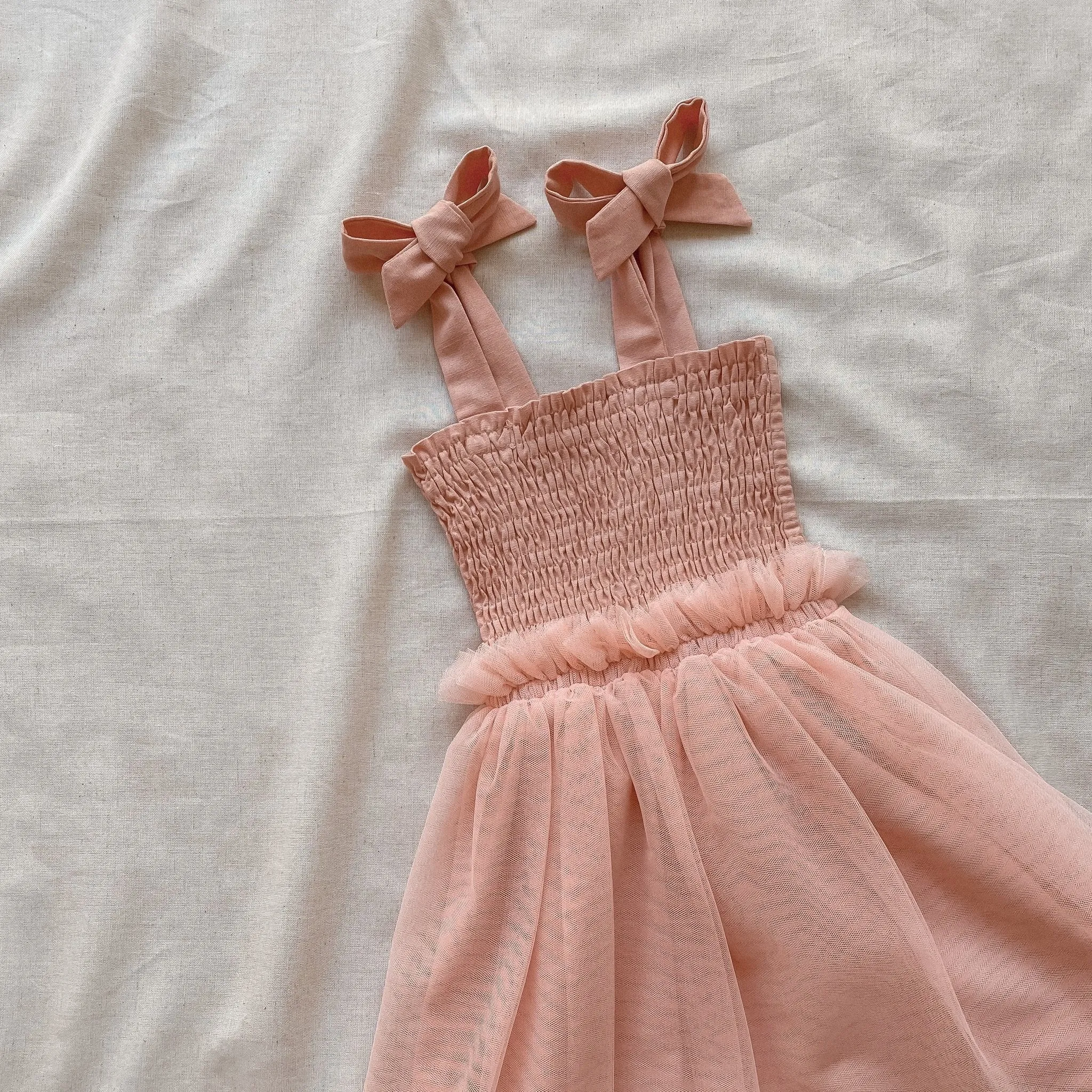 Shirred Tutu Dress - Dusty Pink