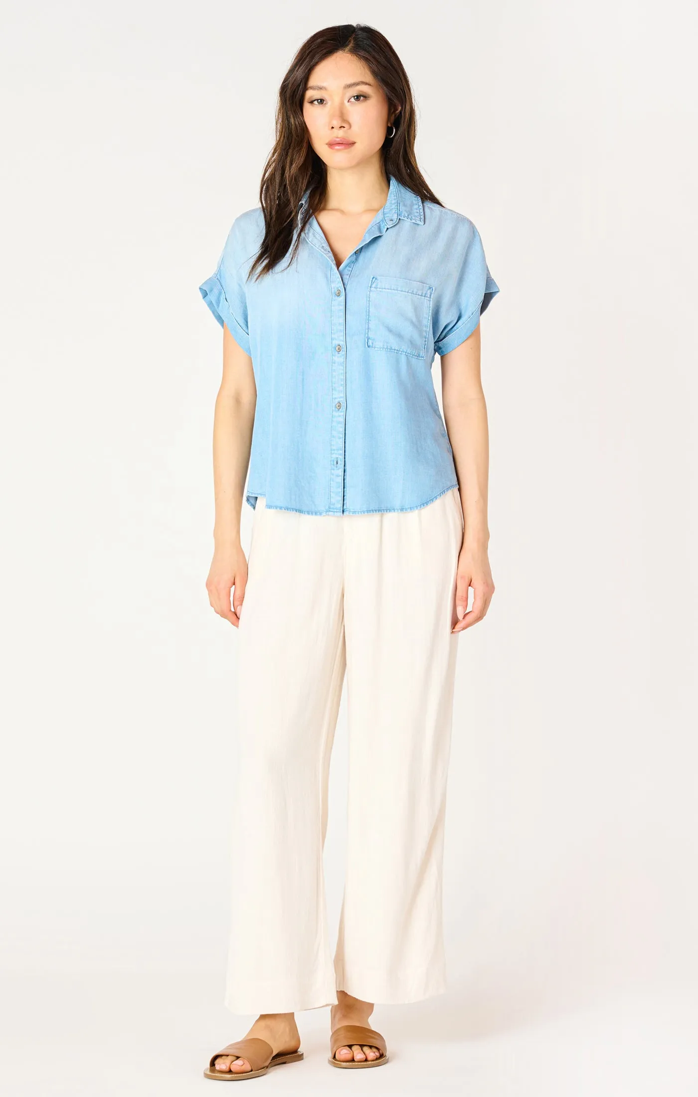 Short Sleeve Button Down Blouse