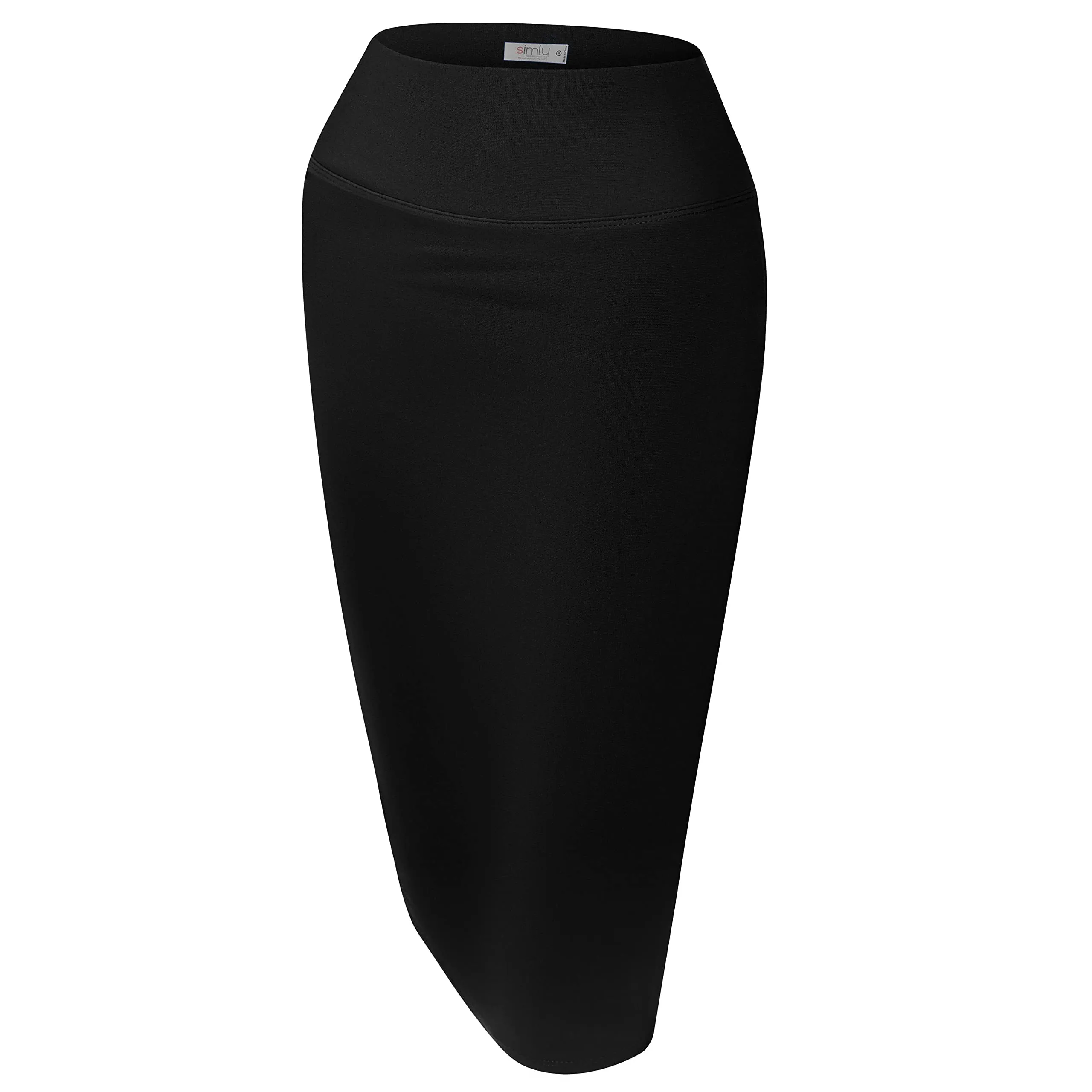 Simlu Women's Below the Knee Pencil Skirt for Office Wear, Medium, Black