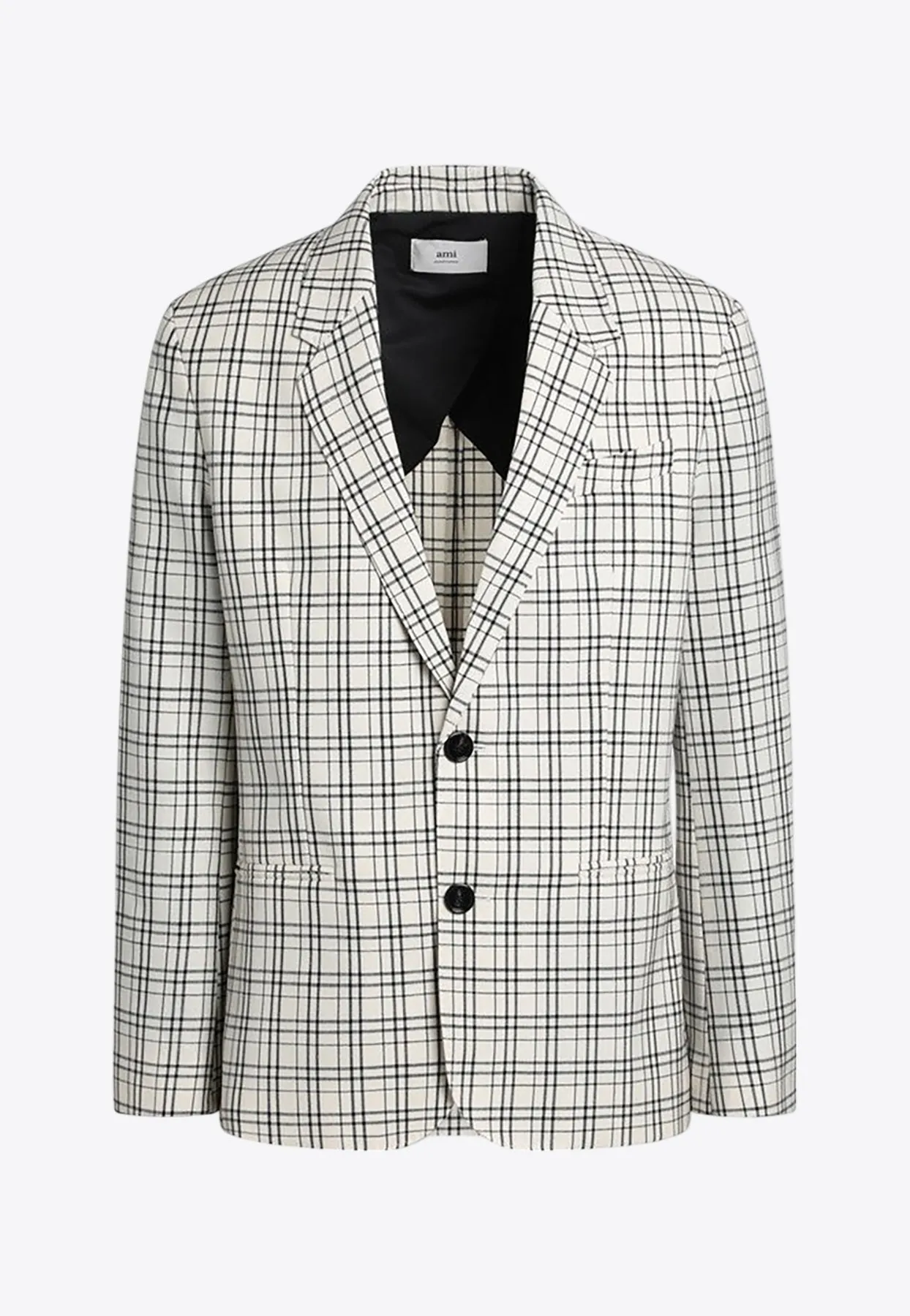 Single-Breasted Check Blazer