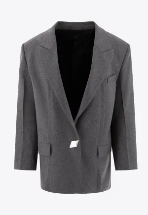 Single-Breasted Oversized Wool Blazer