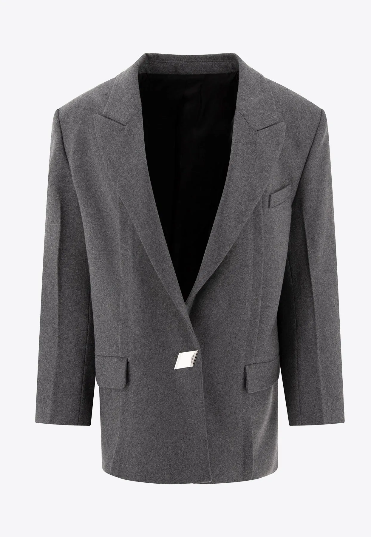 Single-Breasted Oversized Wool Blazer