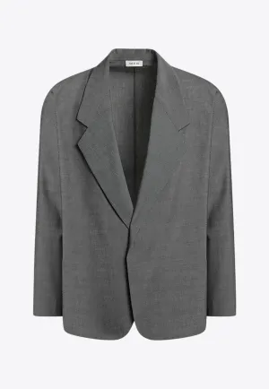 Single-Breasted Wool Blend Blazer