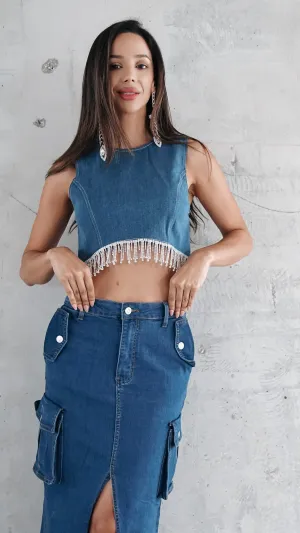 Skylar Denim Crop Top