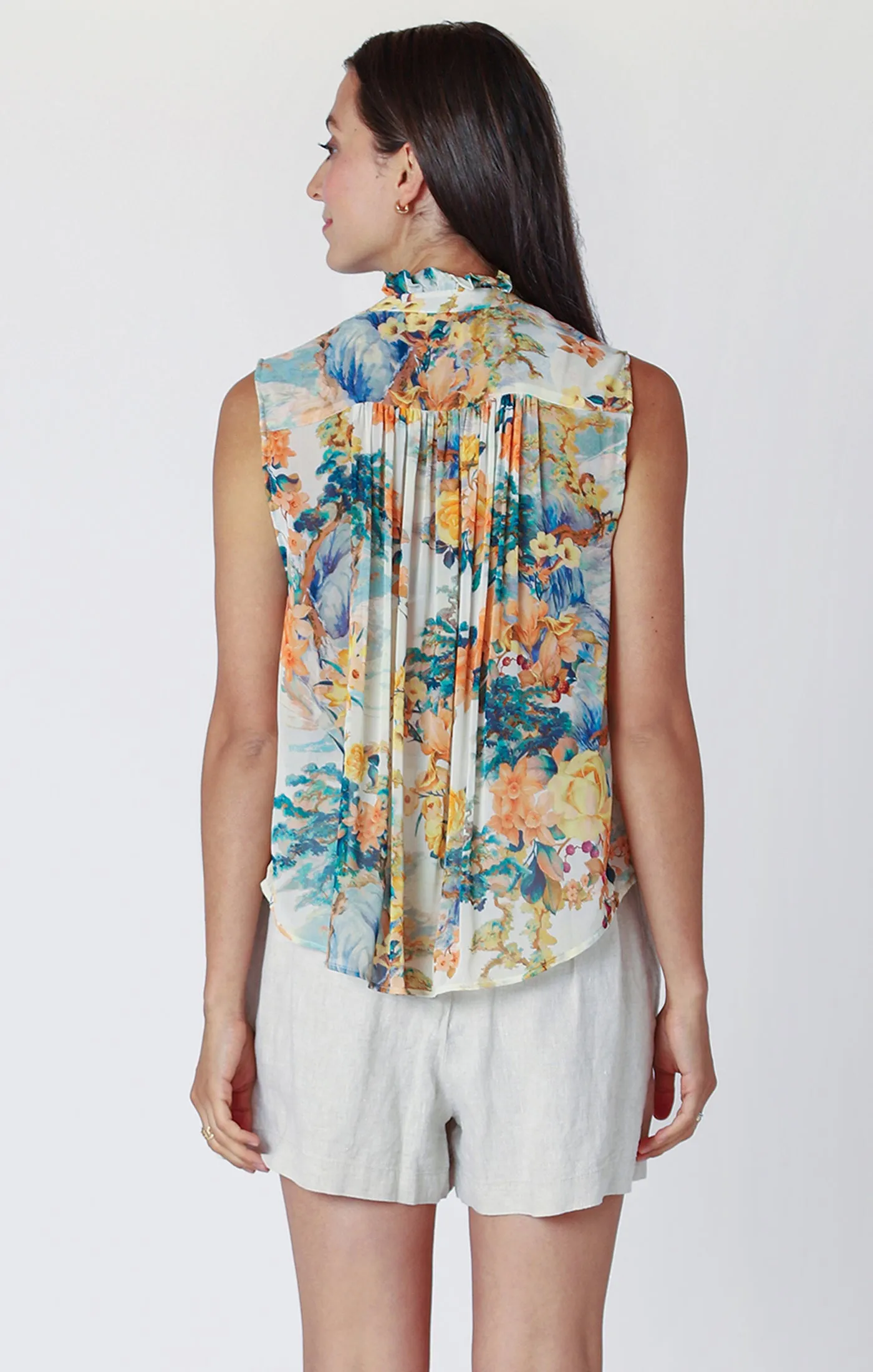 SL V NECK BUTTON FRONT BLOUSE