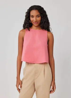 Sleeveless Button Back Top in Hibiscus Pink