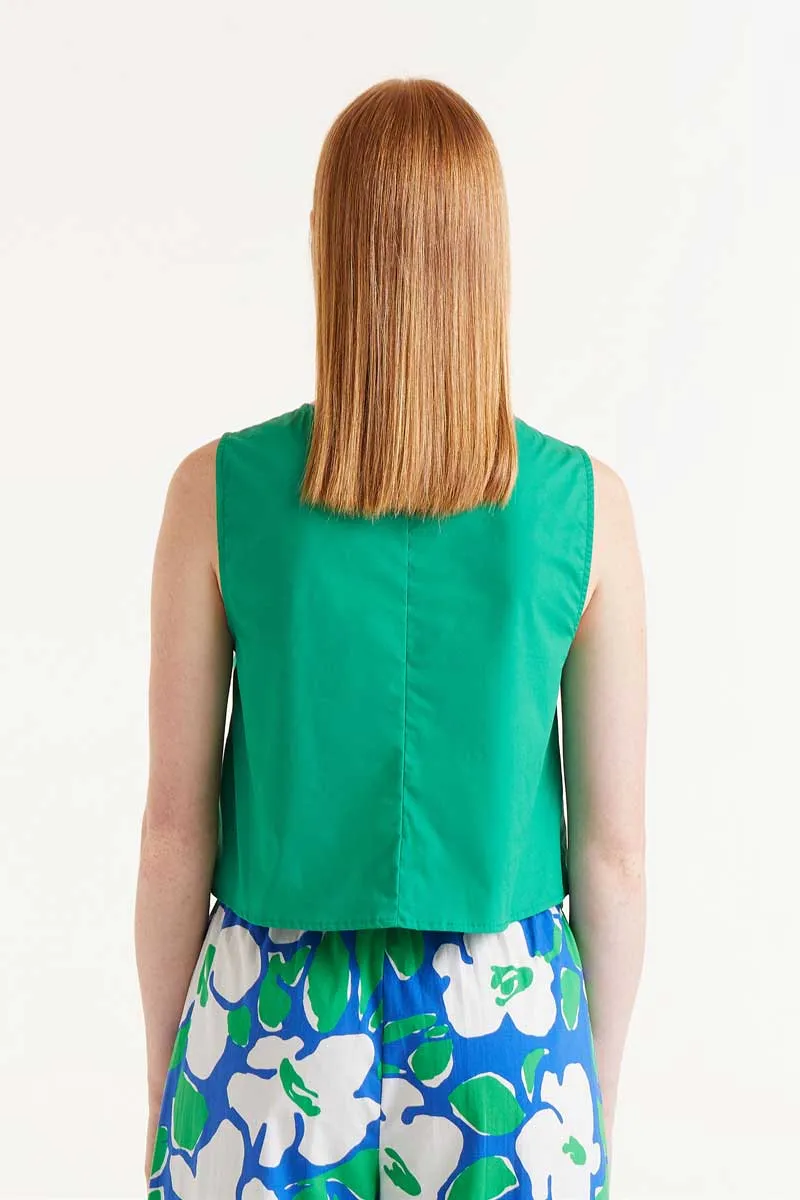 Sleeveless Button-Front Top