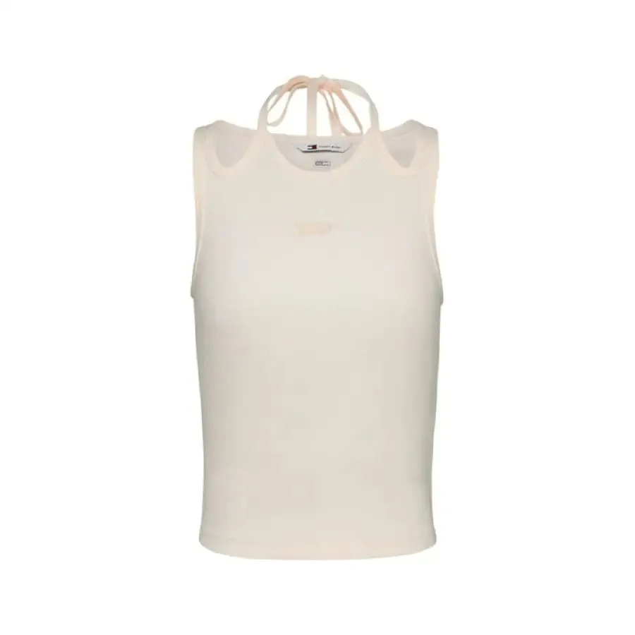 Sleeveless Cream Colored Top With Tie Straps