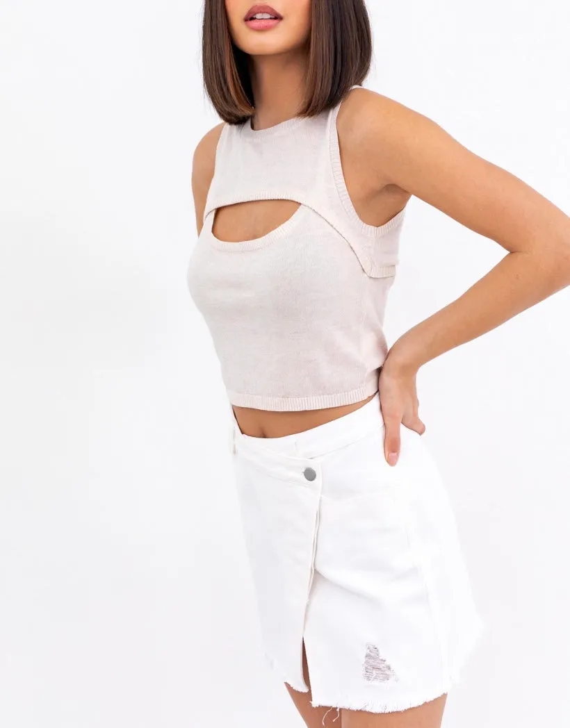 Sleeveless Double Layer Cut Out Crop Top