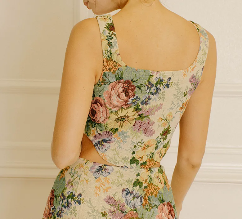 Sleeveless Floral Corset Crop Top