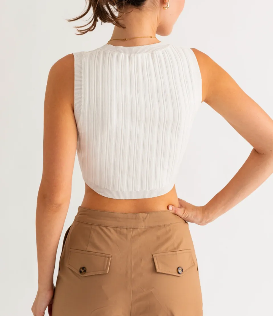 Sleeveless Ribbed Crop Top