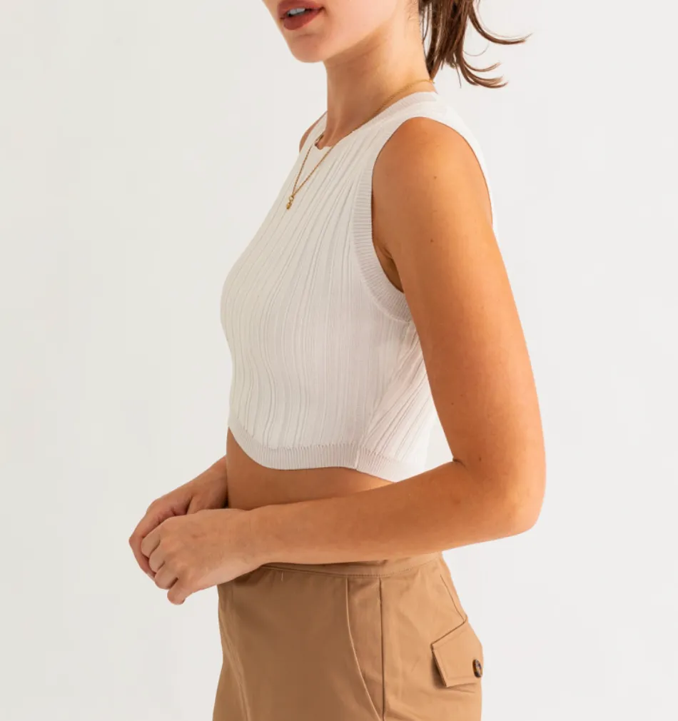 Sleeveless Ribbed Crop Top