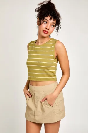 Sleeveless Stripe Sweater Crop Top