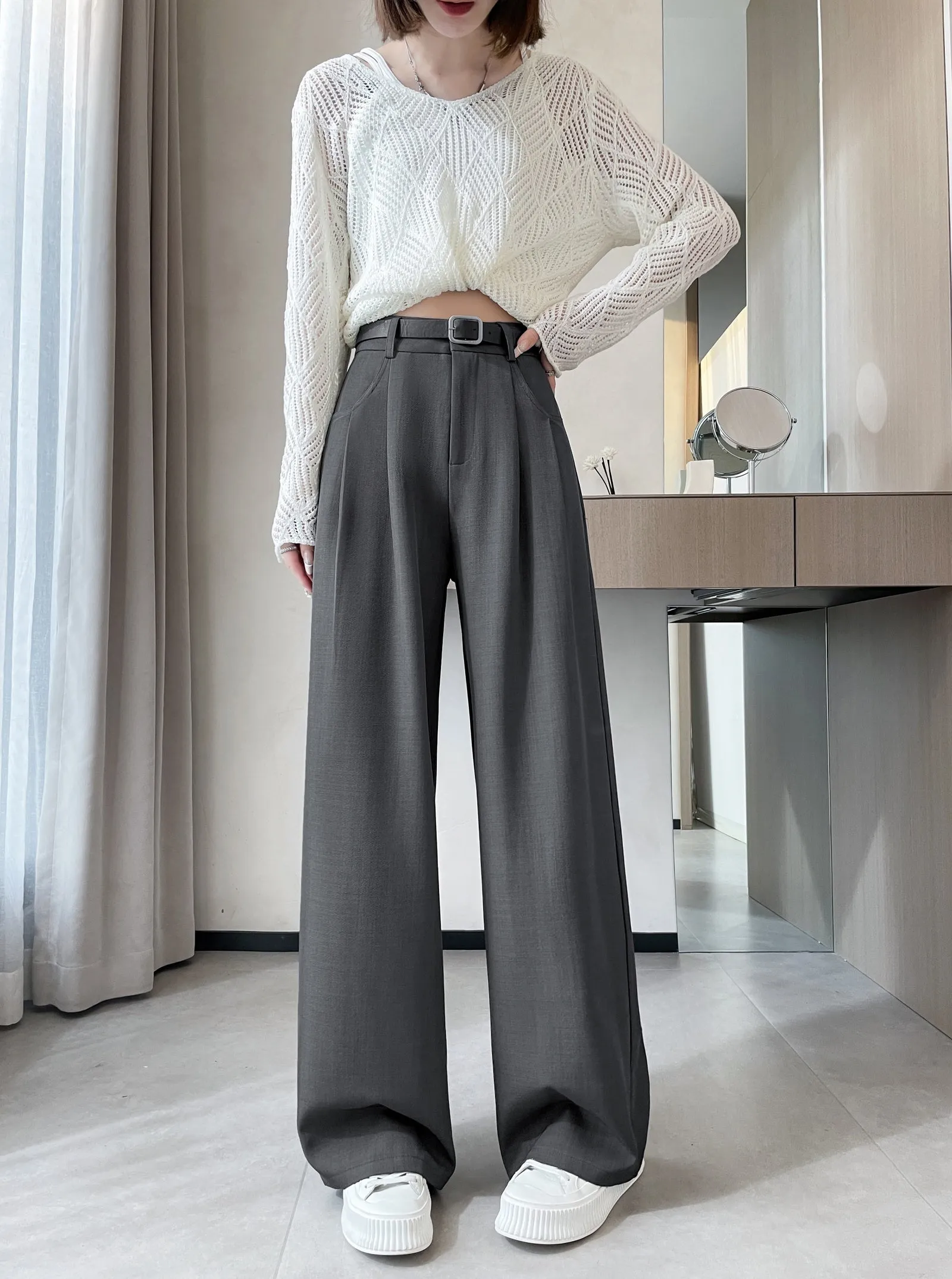 Slim Fit and Fashionable Pleated Pants for Women