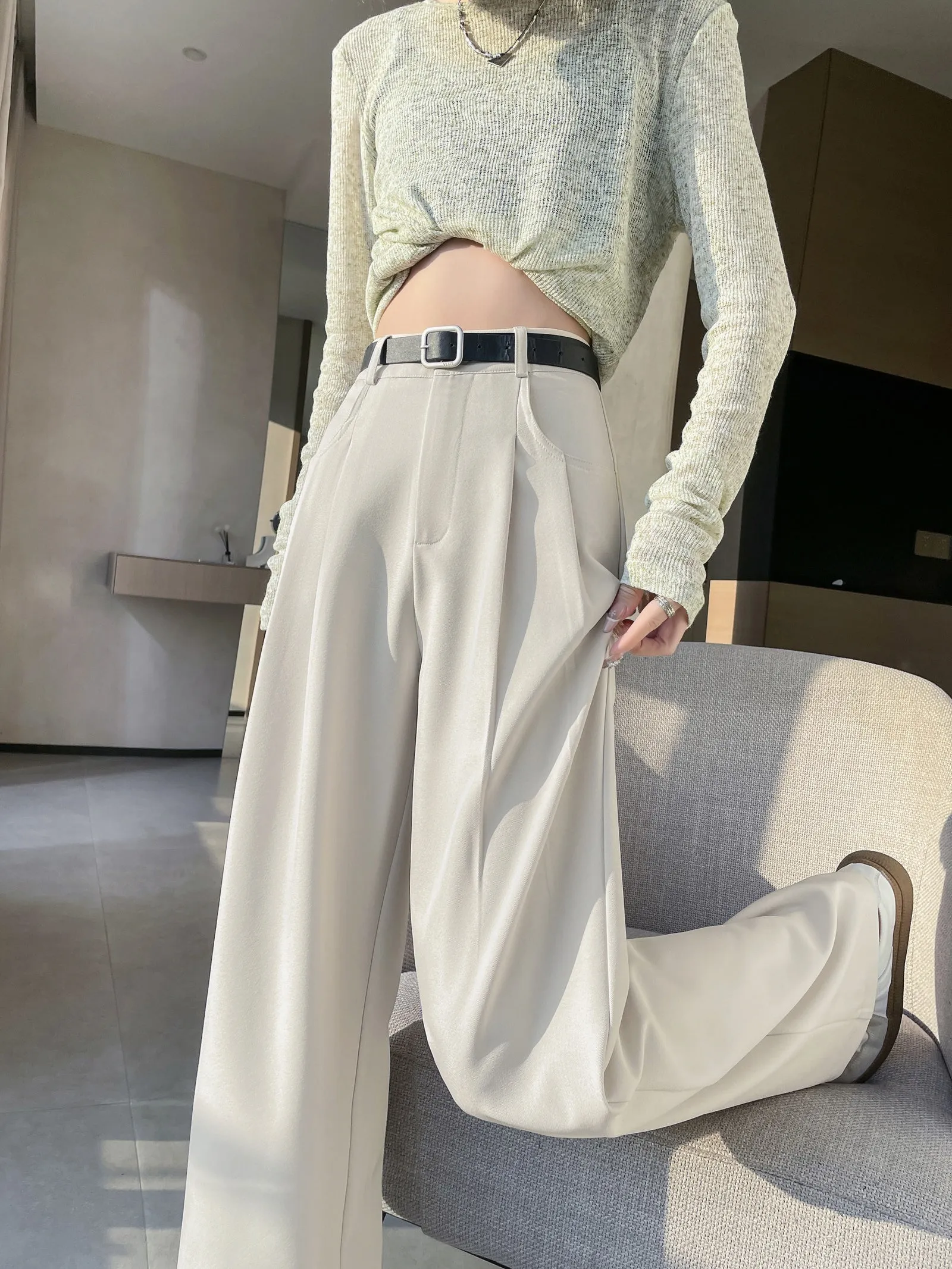 Slim Fit and Fashionable Pleated Pants for Women