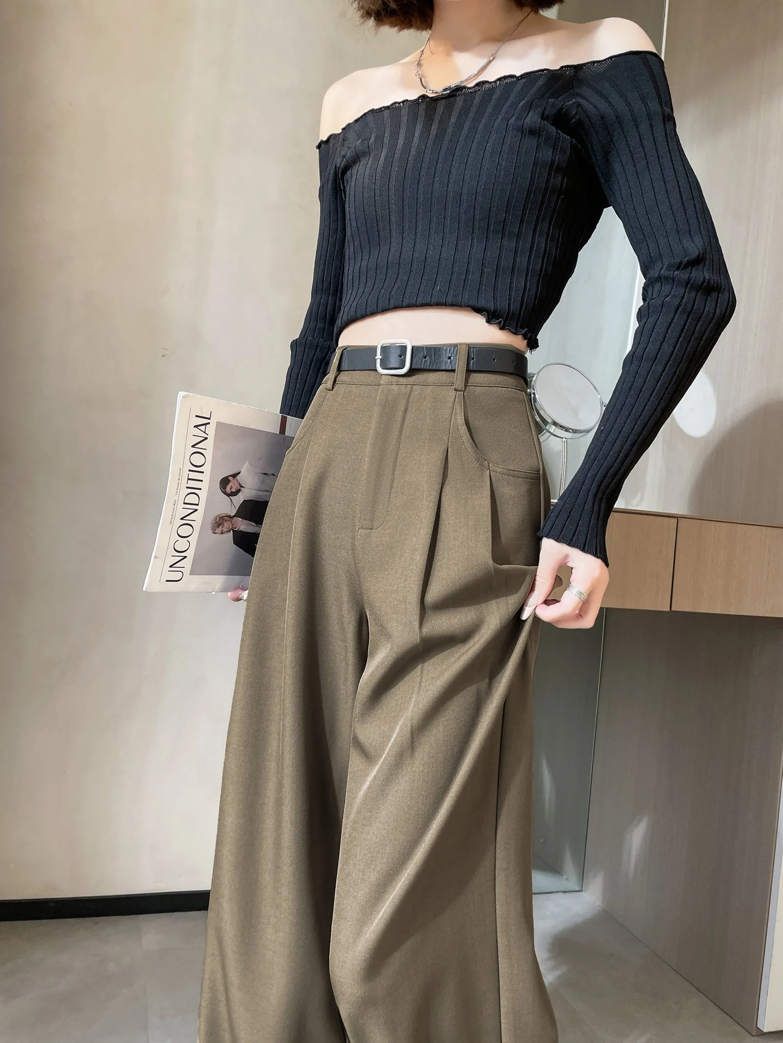 Slim Fit and Fashionable Pleated Pants for Women