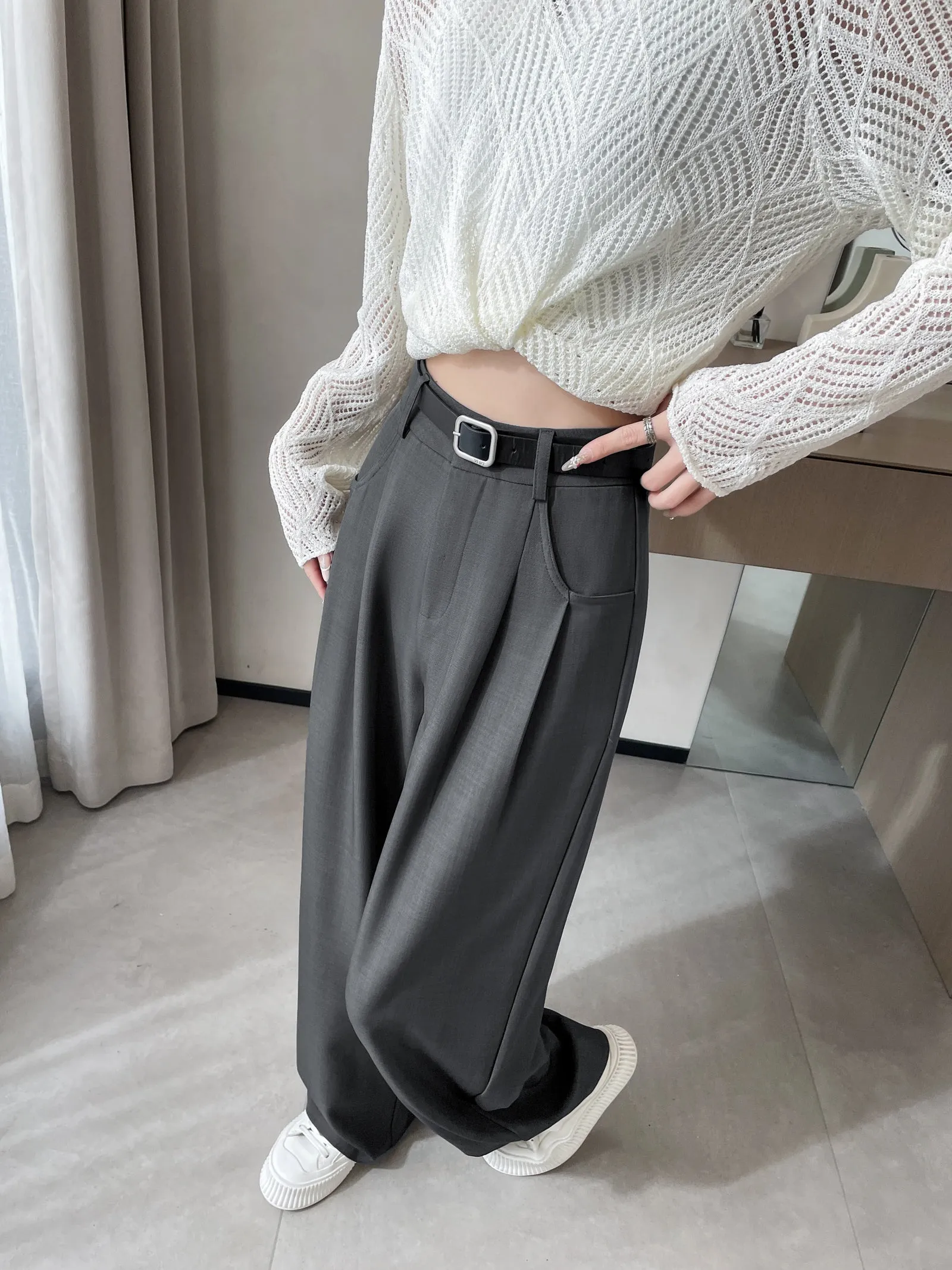 Slim Fit and Fashionable Pleated Pants for Women