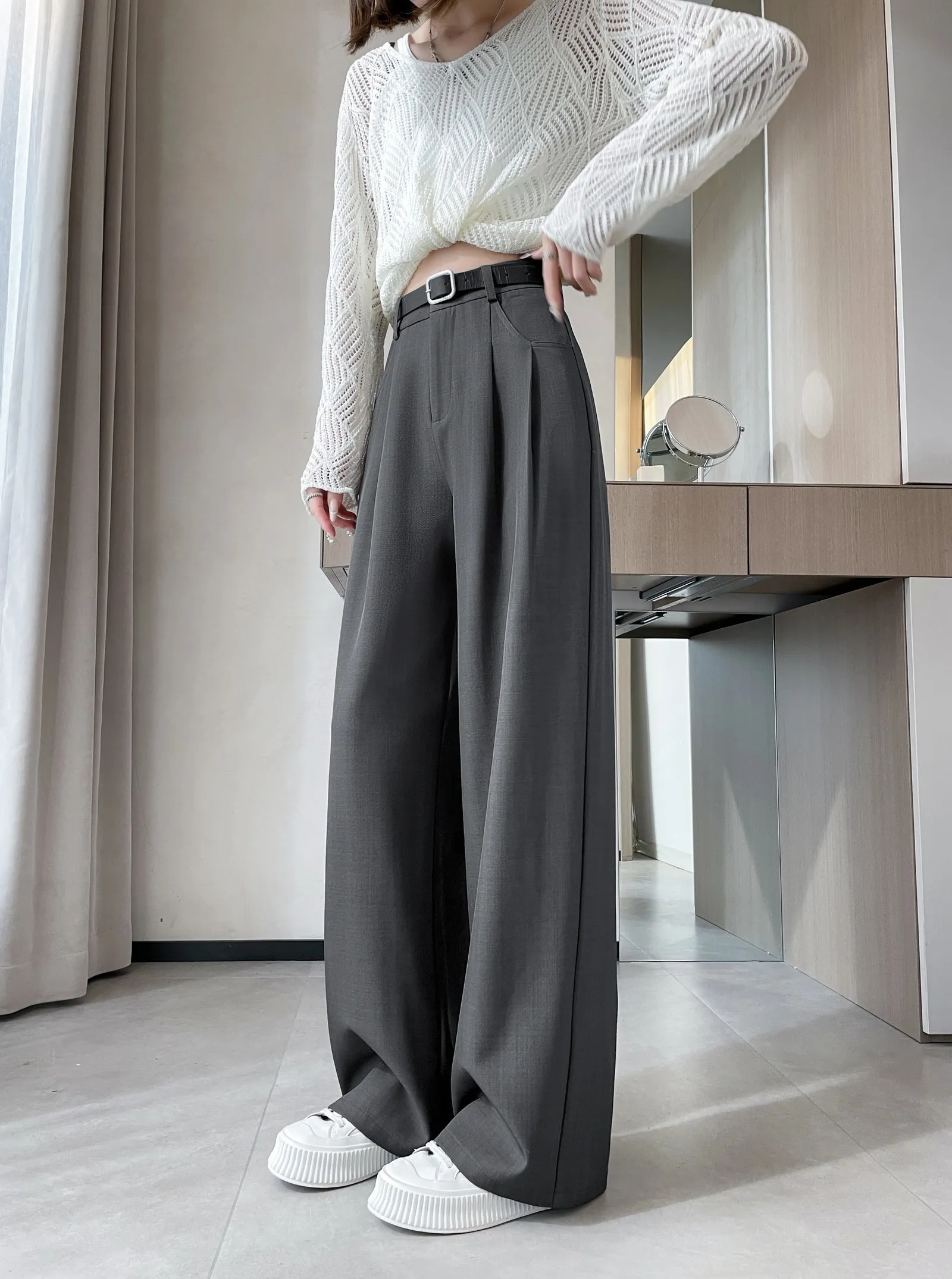 Slim Fit and Fashionable Pleated Pants for Women
