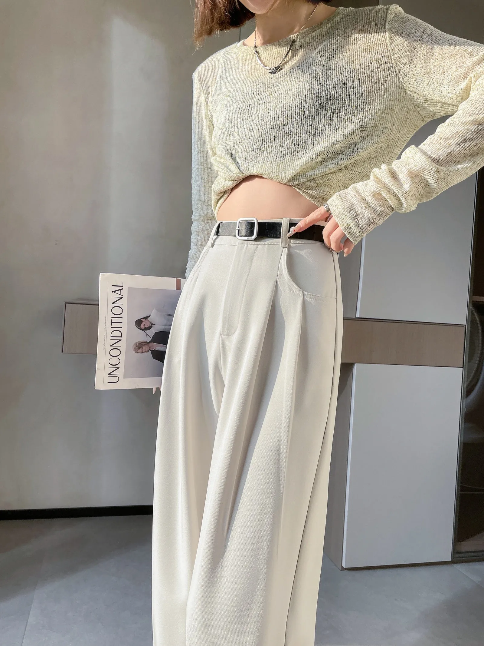 Slim Fit and Fashionable Pleated Pants for Women