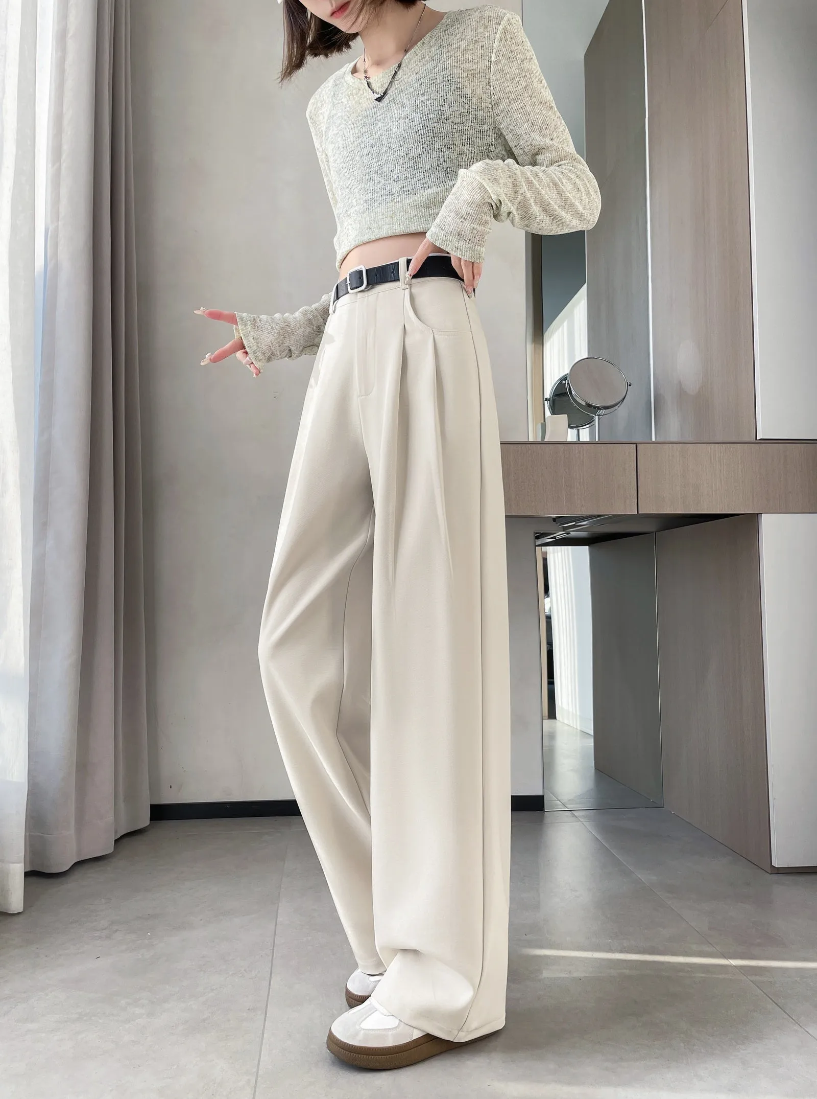 Slim Fit and Fashionable Pleated Pants for Women