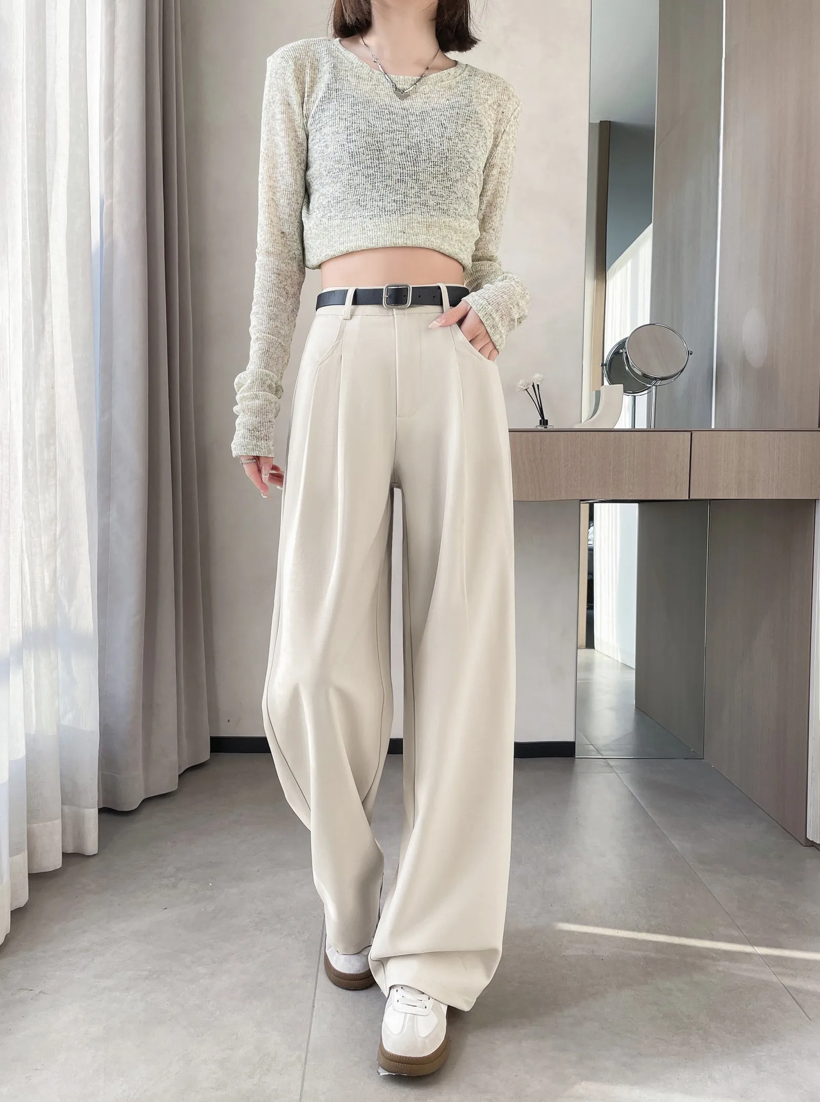 Slim Fit and Fashionable Pleated Pants for Women