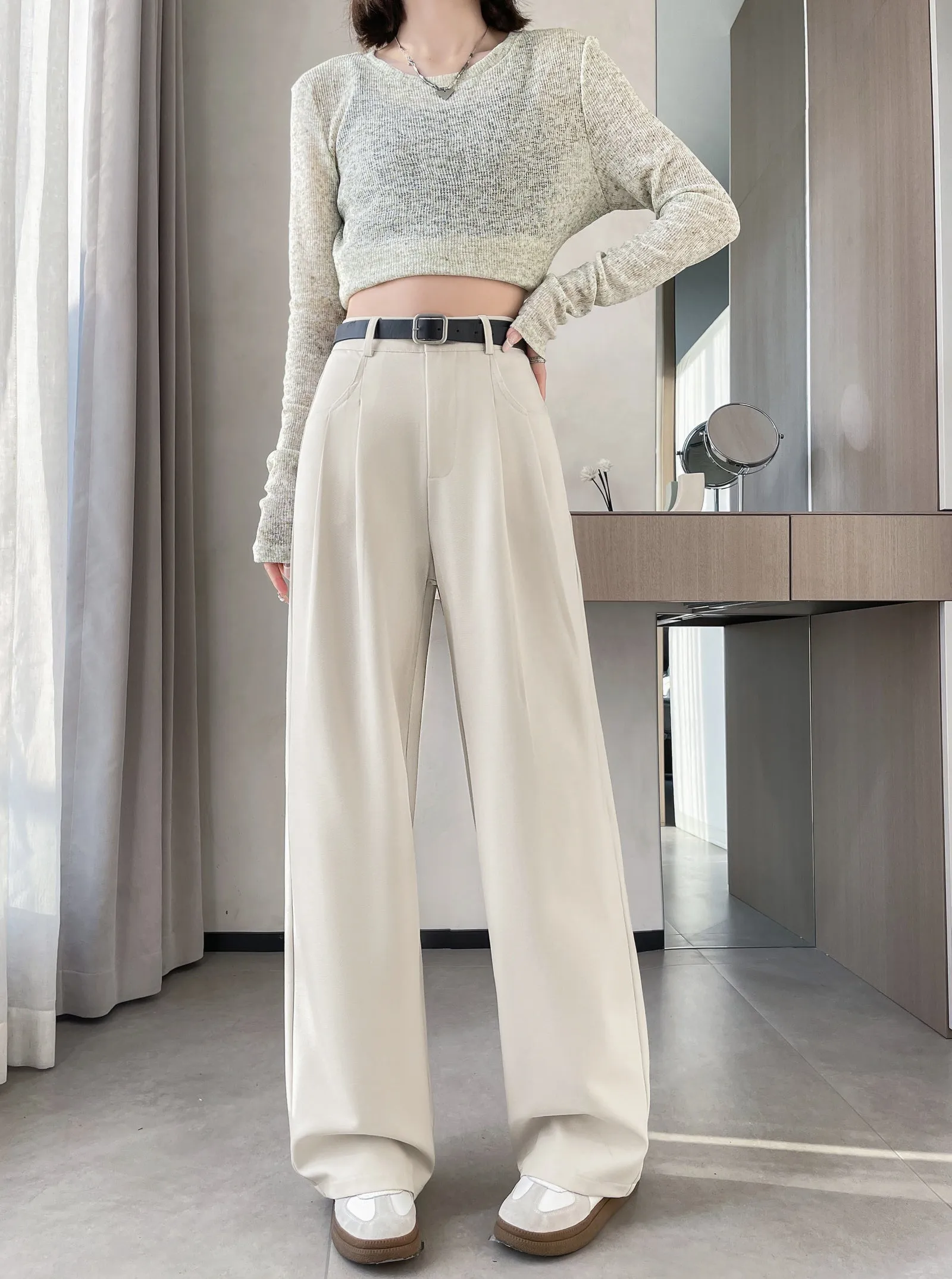 Slim Fit and Fashionable Pleated Pants for Women
