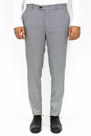 Slim Fit Houndstoodh Pattern Grey Men Pants - Wessi