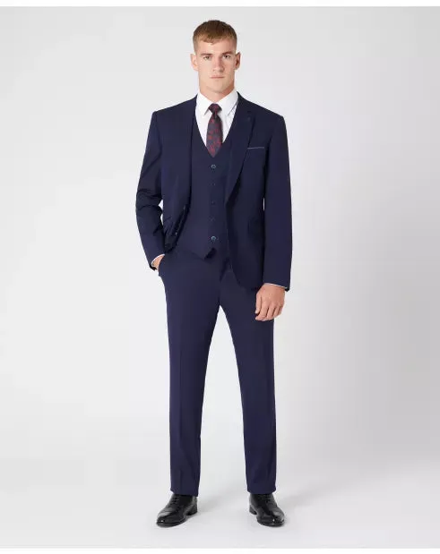Slim Fit Polyviscose Suit Trousers - French Navy