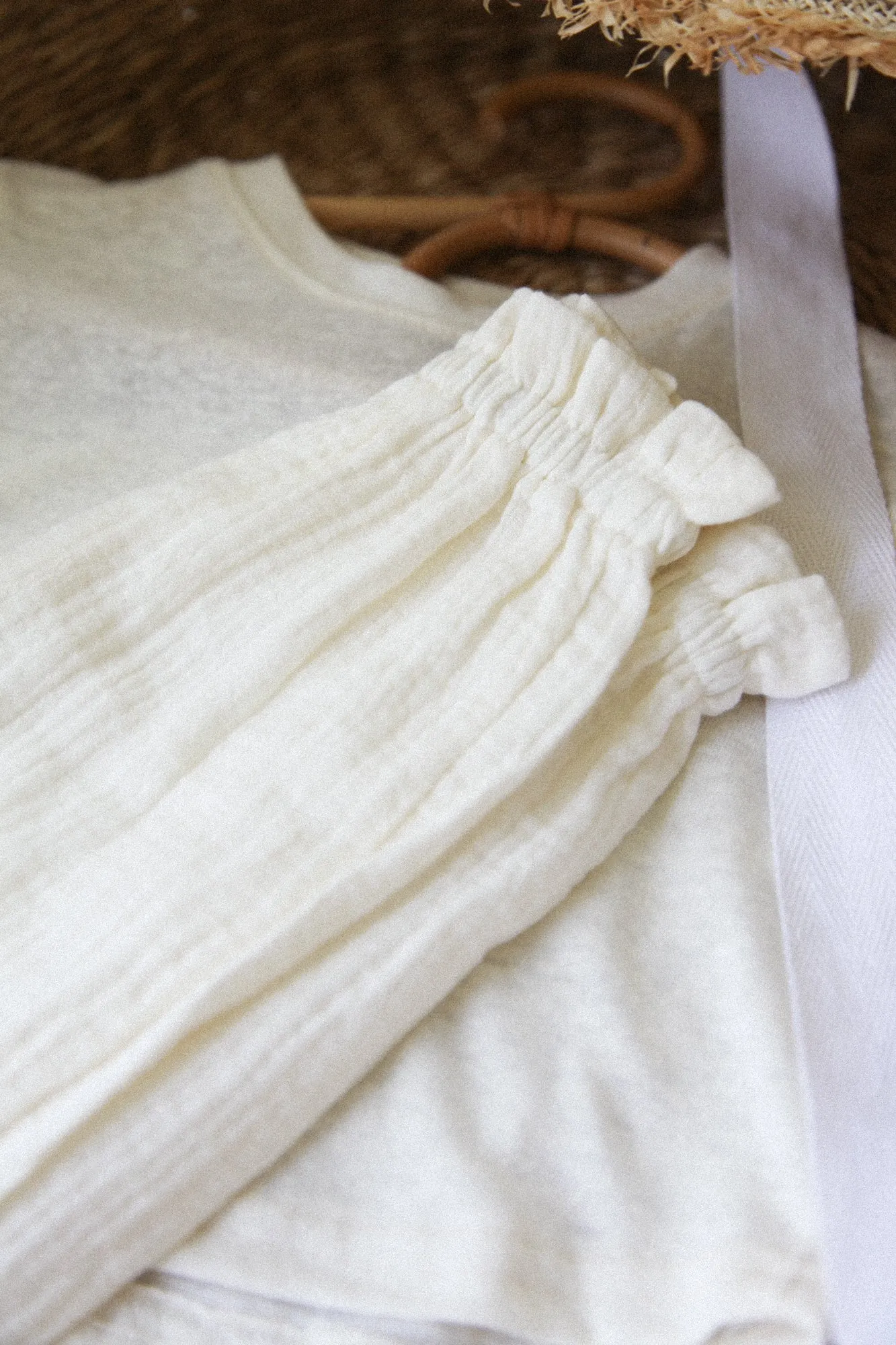 Soft Cream Muslin Textured Trousers
