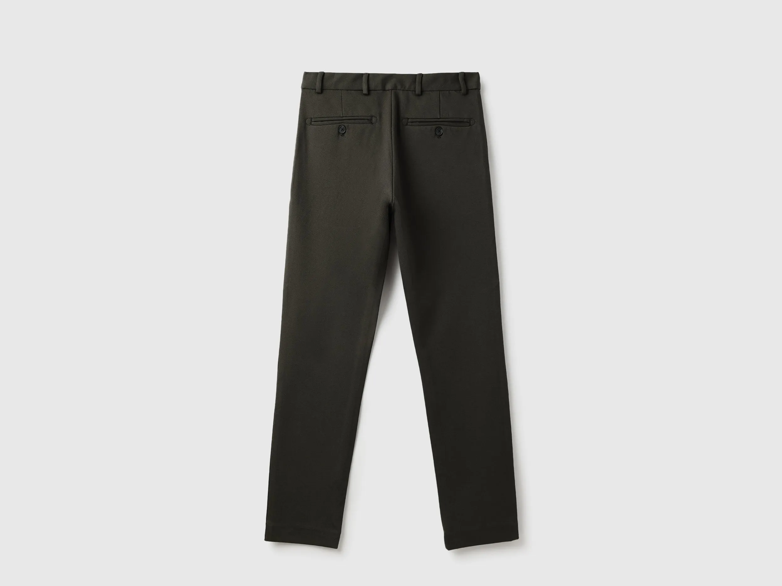 Solid Slim Fit Diagonal Twill Knit Trousers