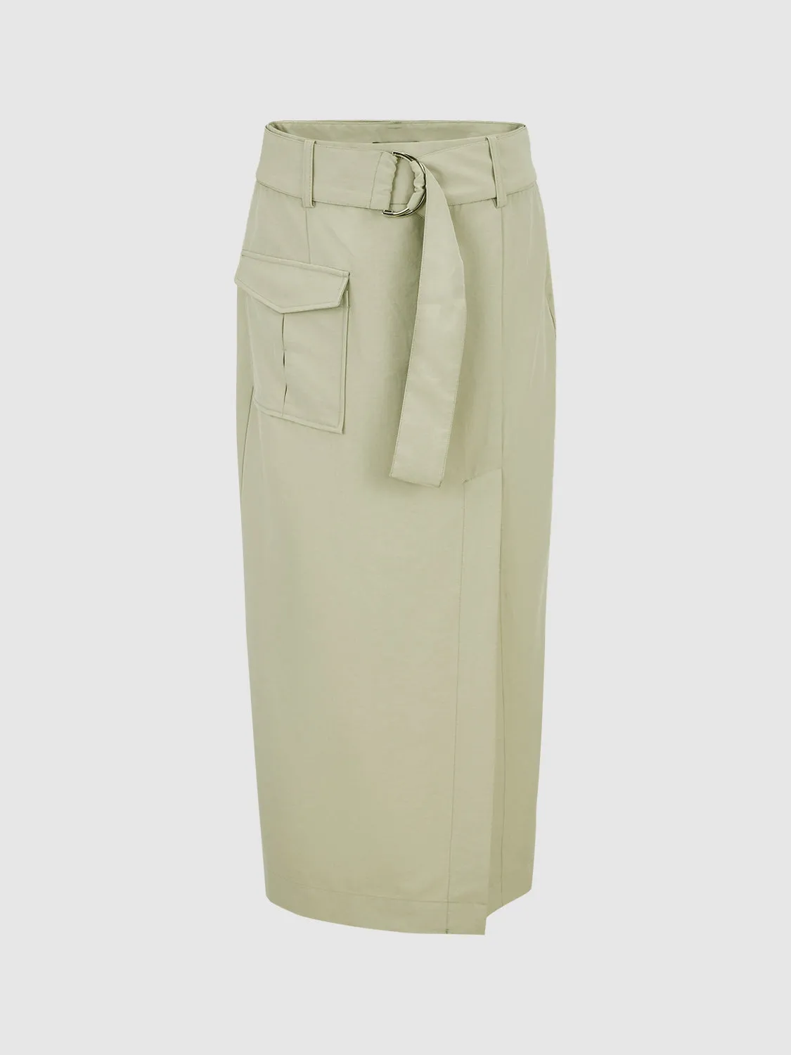 Split Hem Flap Pocket Straight Skirts