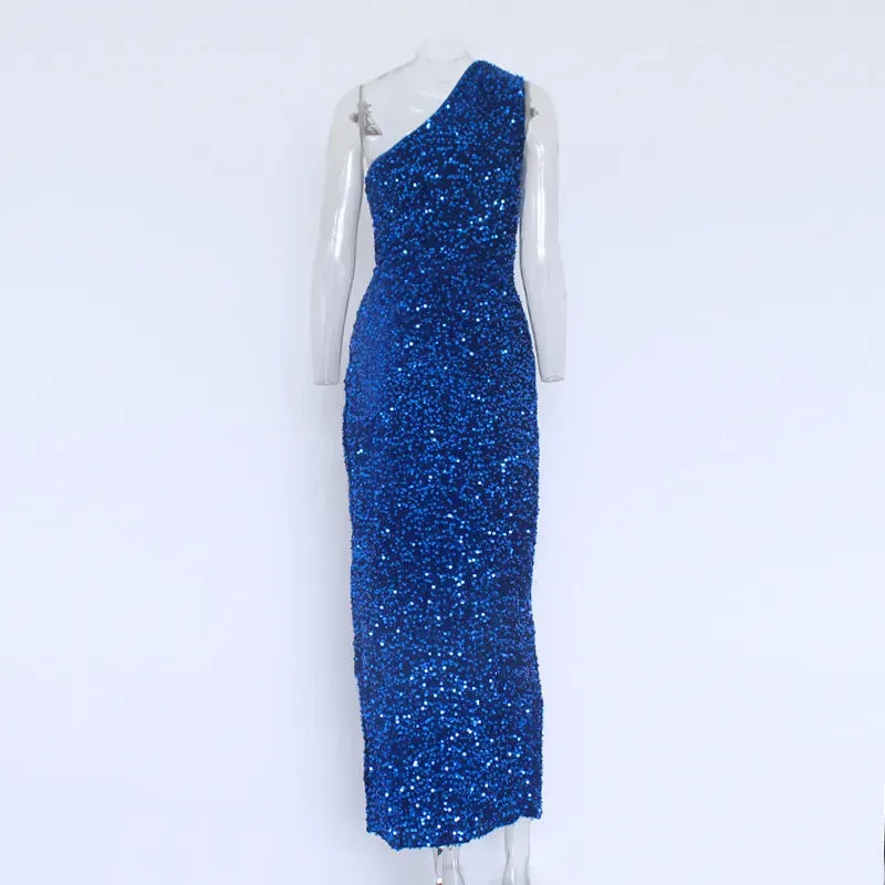 Split Thigh Sequin Formal Dress