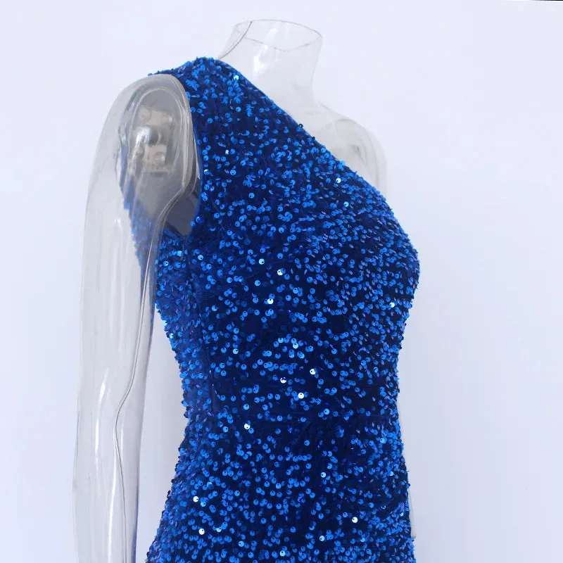 Split Thigh Sequin Formal Dress
