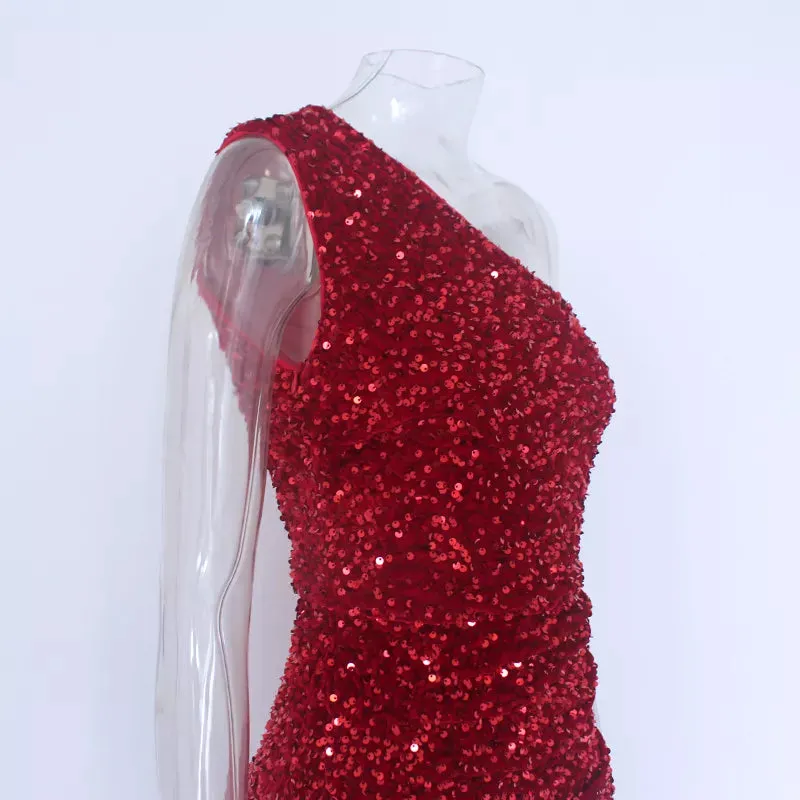 Split Thigh Sequin Formal Dress