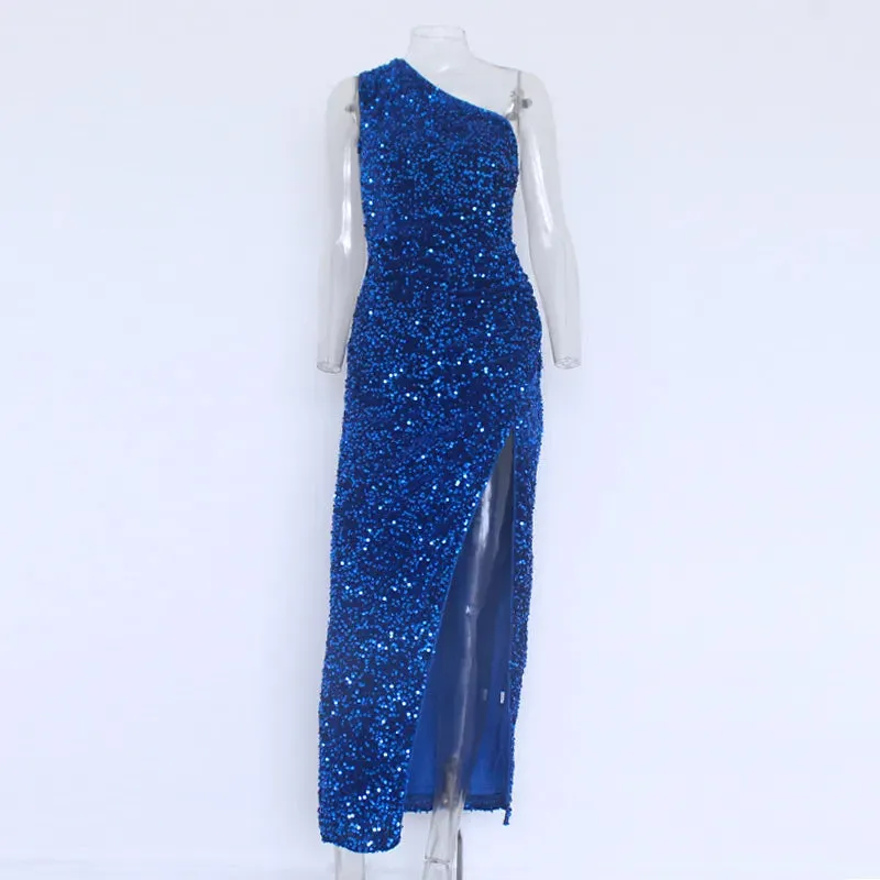 Split Thigh Sequin Formal Dress