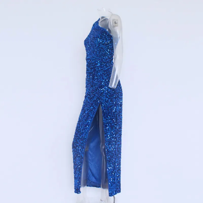 Split Thigh Sequin Formal Dress
