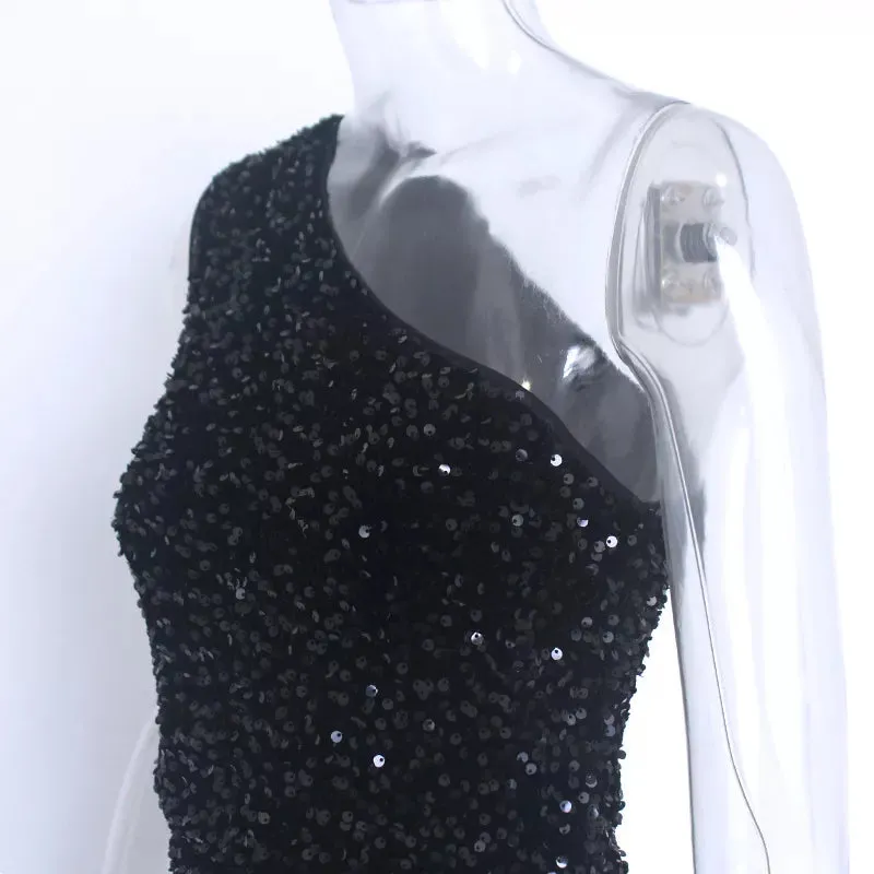 Split Thigh Sequin Formal Dress