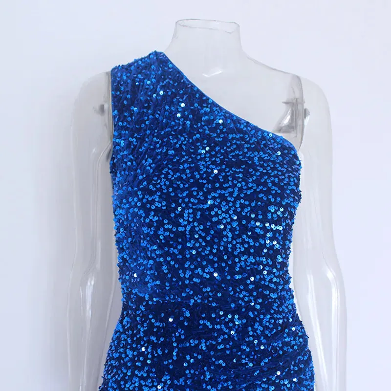 Split Thigh Sequin Formal Dress