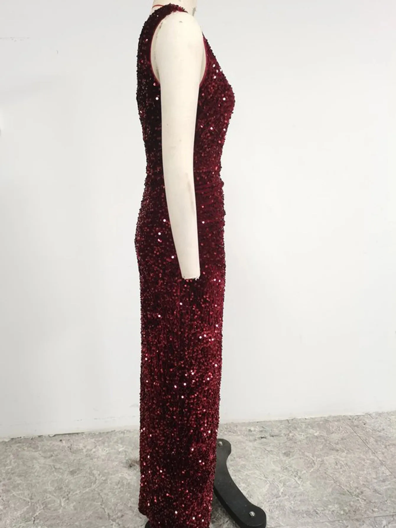 Split Thigh Sequin Formal Dress