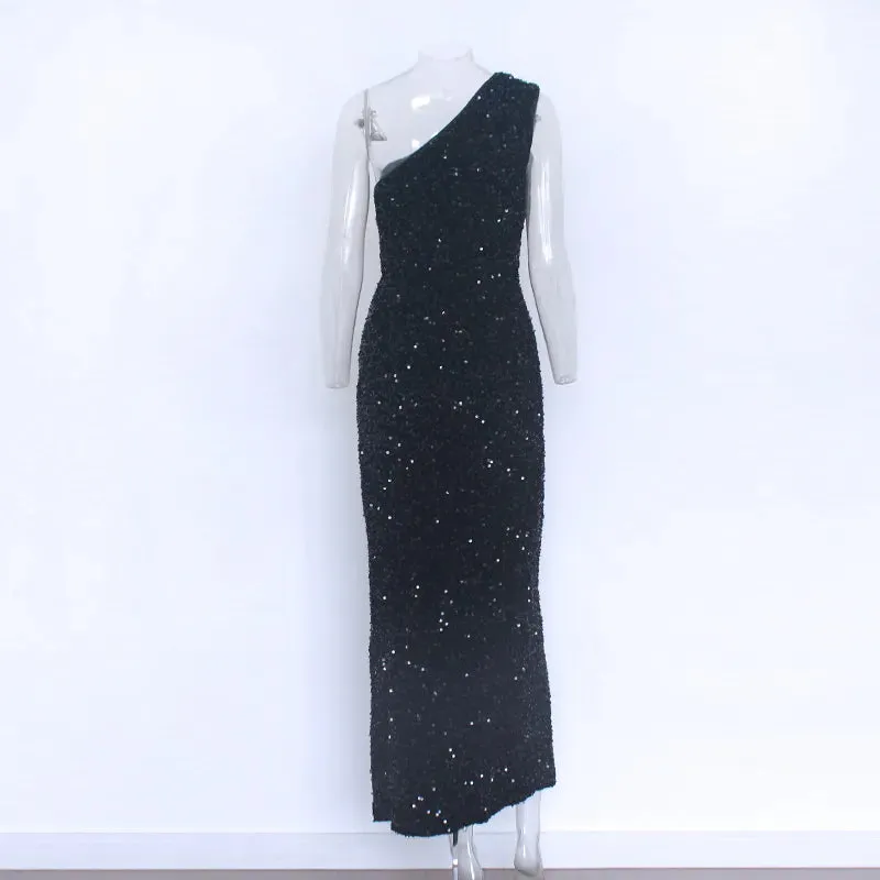 Split Thigh Sequin Formal Dress