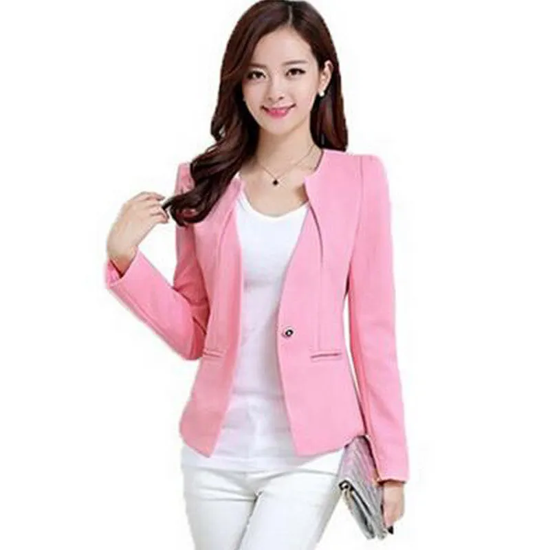 Spring Women Slim Blazer Coat Fashion Casual Jacket Long Sleeve One Button Suit Ladies Blazers Work Wear SY1005