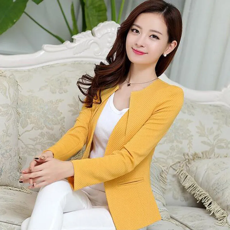 Spring Women Slim Blazer Coat Fashion Casual Jacket Long Sleeve One Button Suit Ladies Blazers Work Wear SY1005