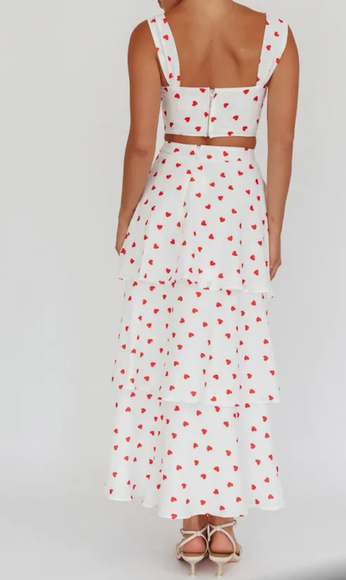 Square Neck Hearts Crop Top