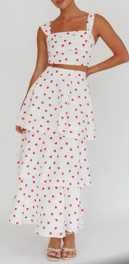 Square Neck Hearts Crop Top