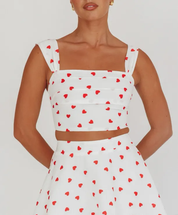Square Neck Hearts Crop Top
