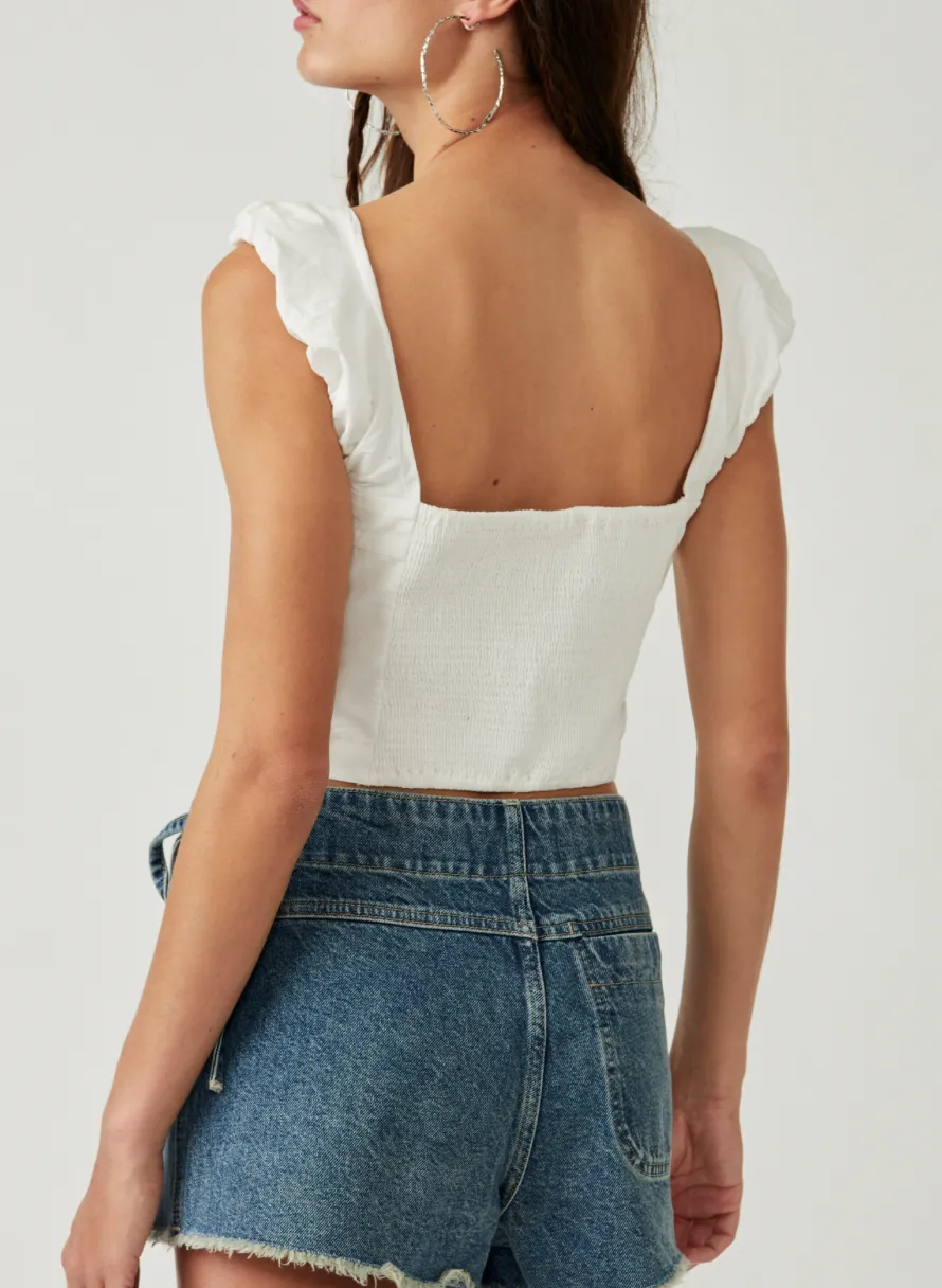 Square Neck Ruffle Strap Top