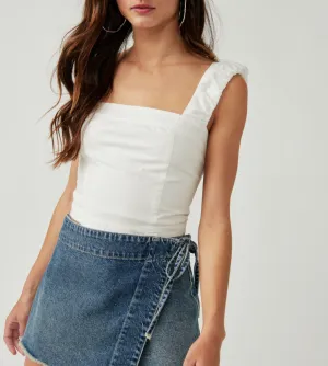 Square Neck Ruffle Strap Top