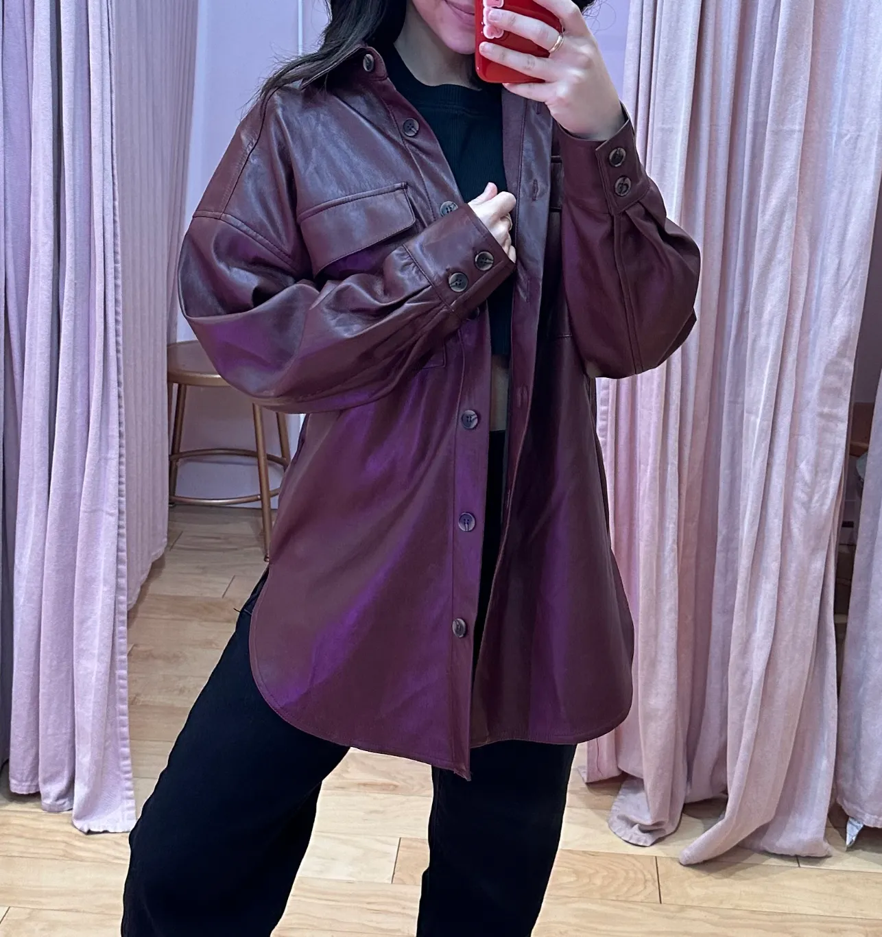 Square Pocket Button Down Shacket
